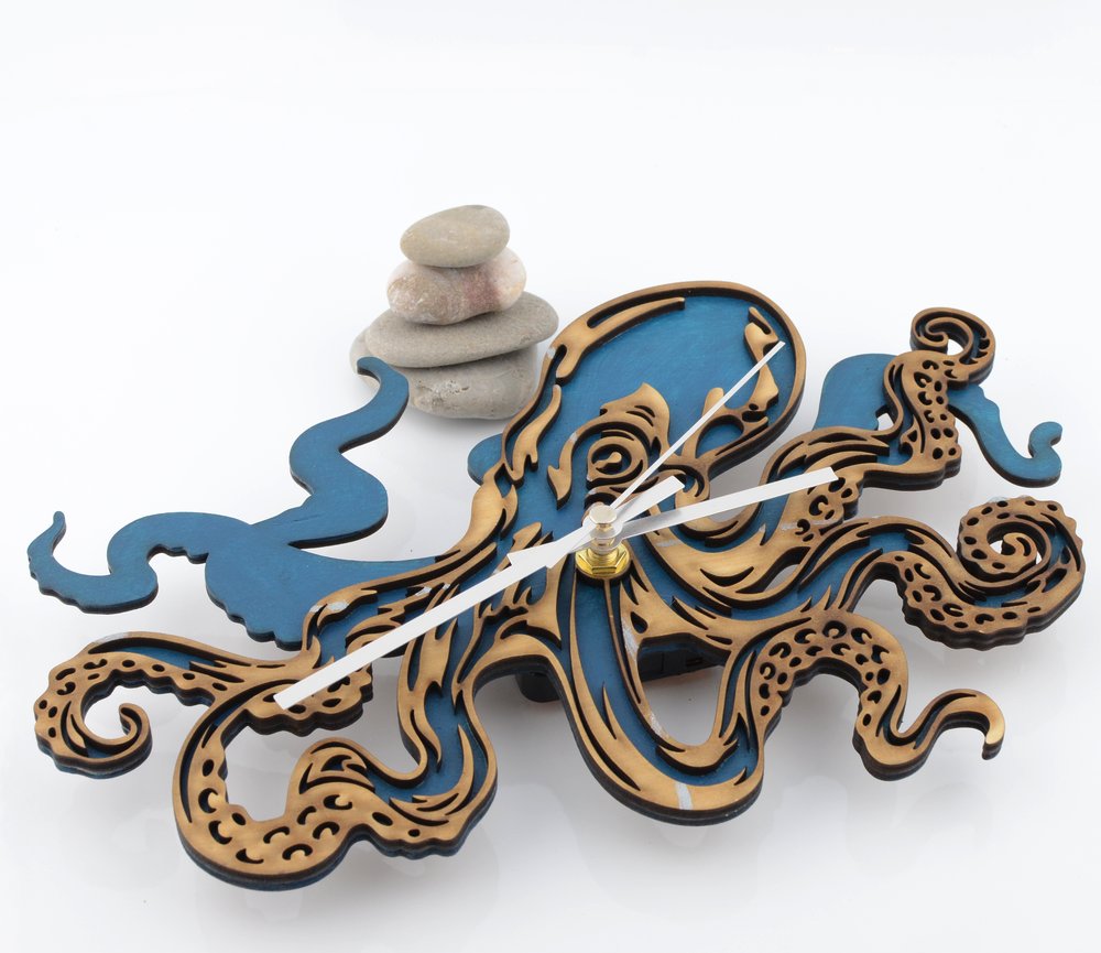 Wooden Octopus Clock
