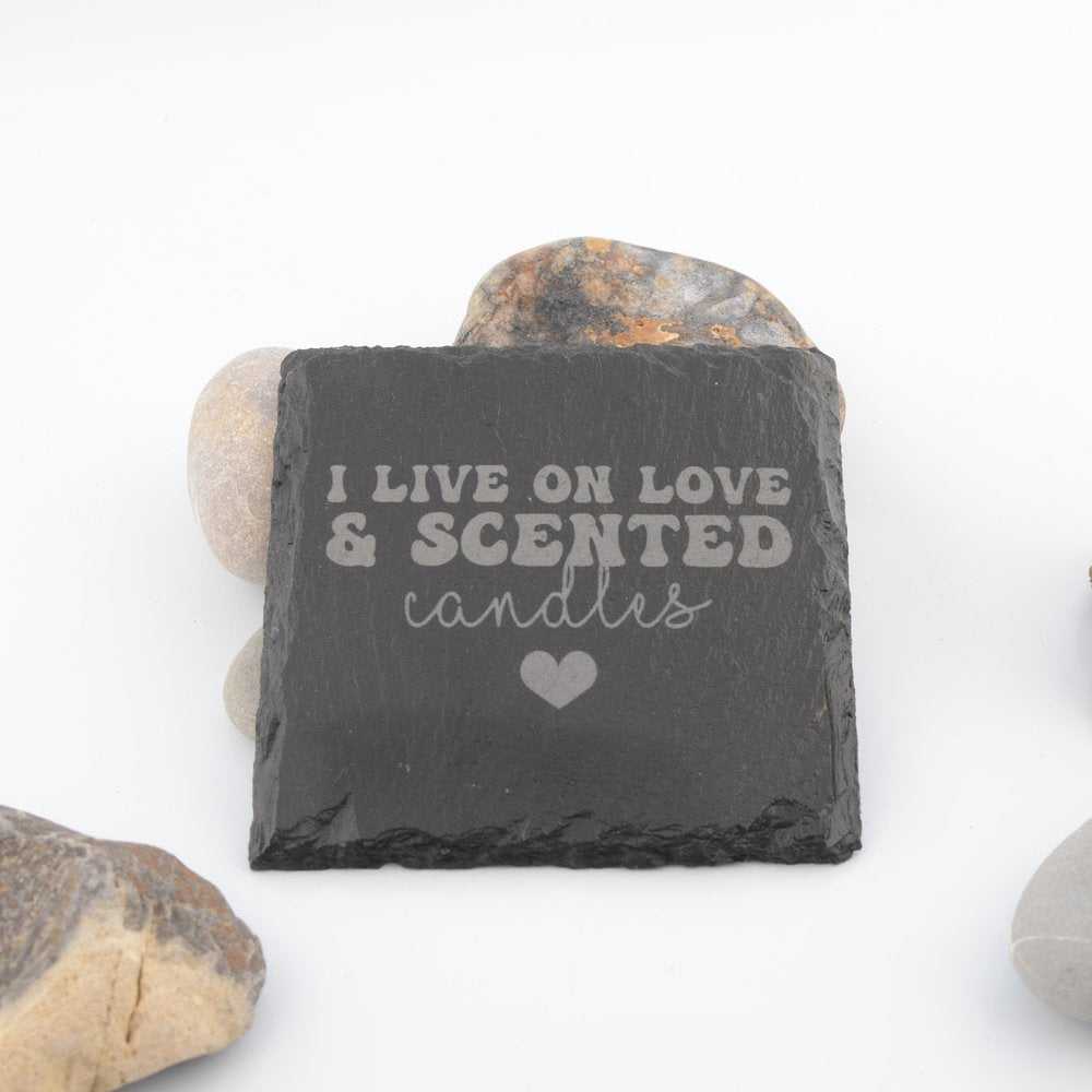 Love and Home Slogan Slate Coaster