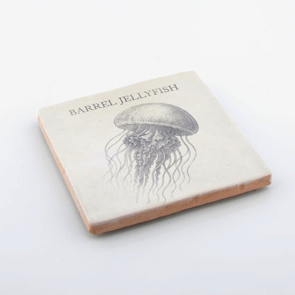 Marine Life Ceramic Coaster Set - Octopus, Cuttlefish, Brown Crab & Barrel Jellyfish