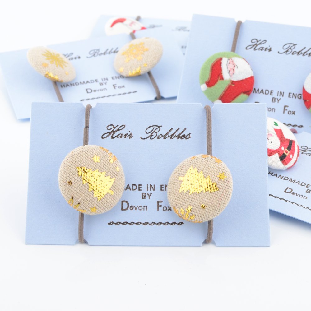 Trees and Stars Hair Bobbles - Covered Button Design