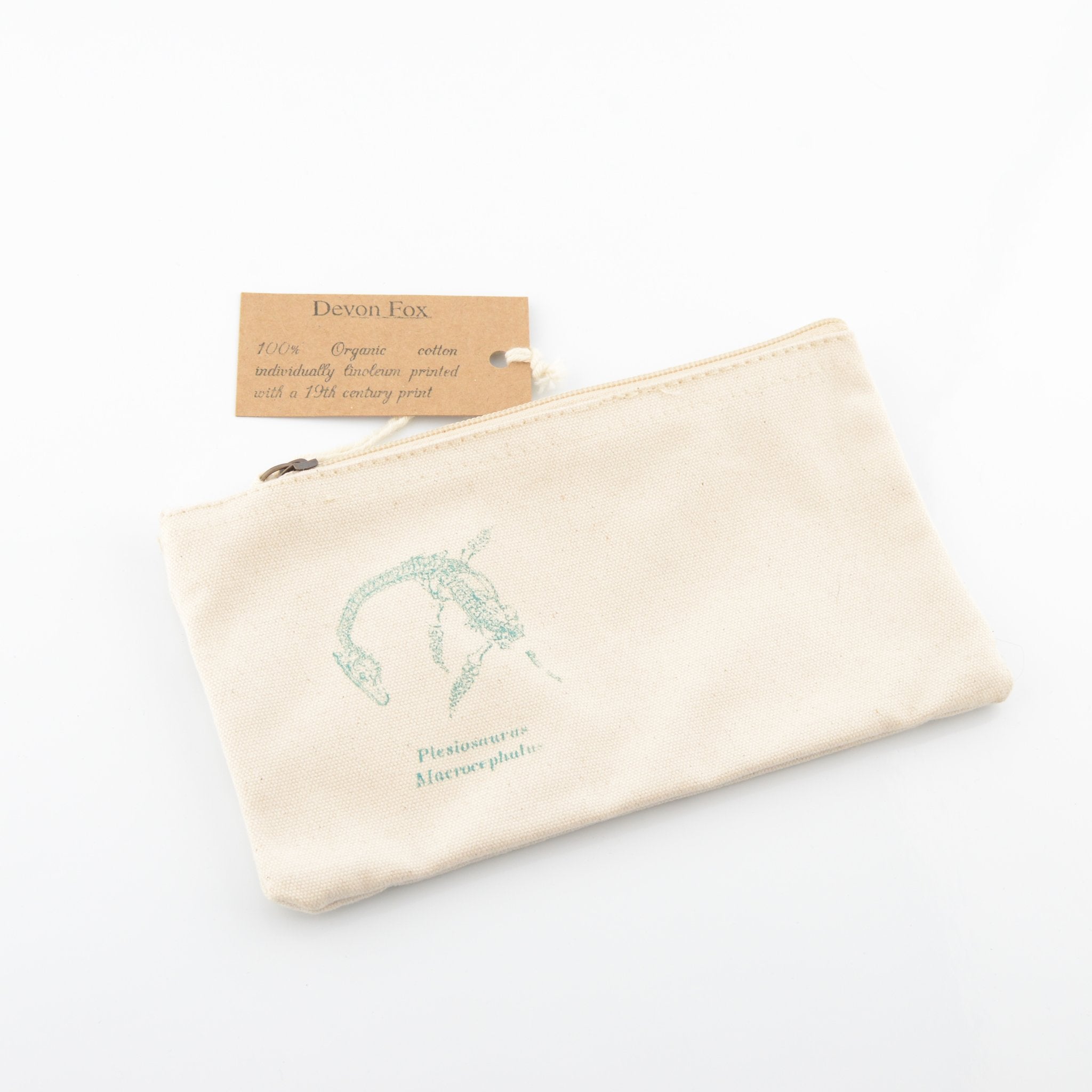 Lino Print Plesiosaur Pouch - Organic Cotton