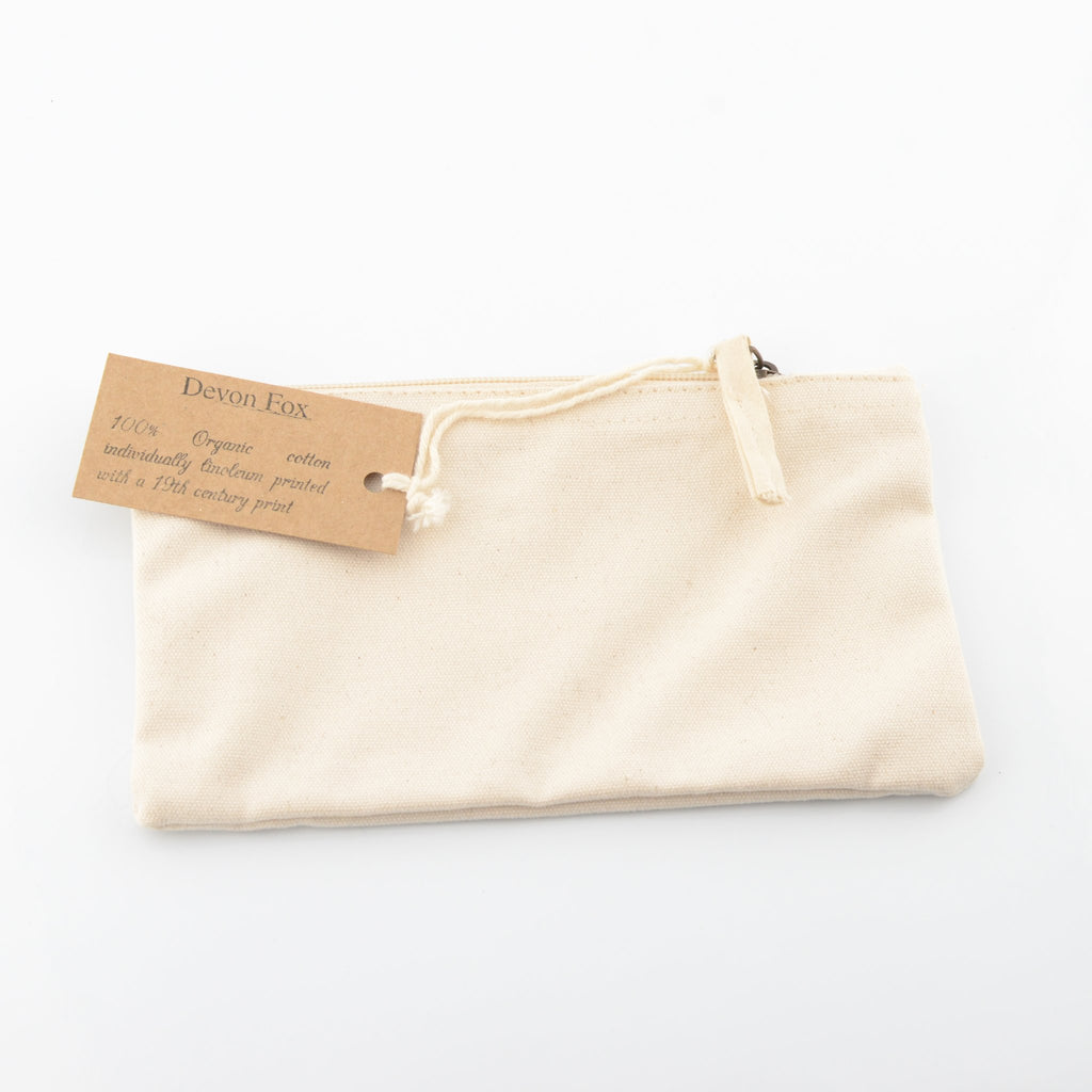 Lino Print Plesiosaur Pouch - Organic Cotton