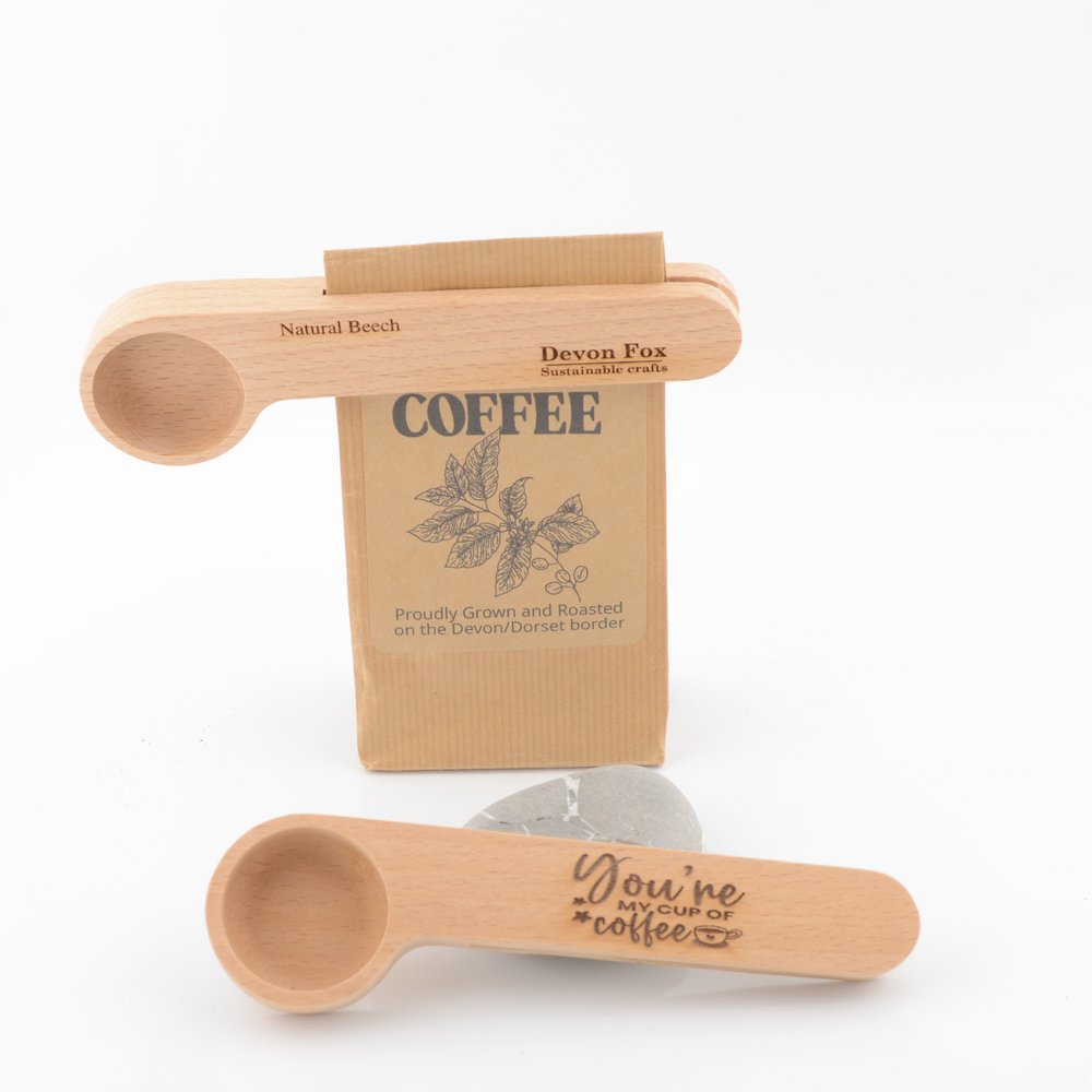 Wooden Coffee Scoop and Bag Sealer - Laser Engraved