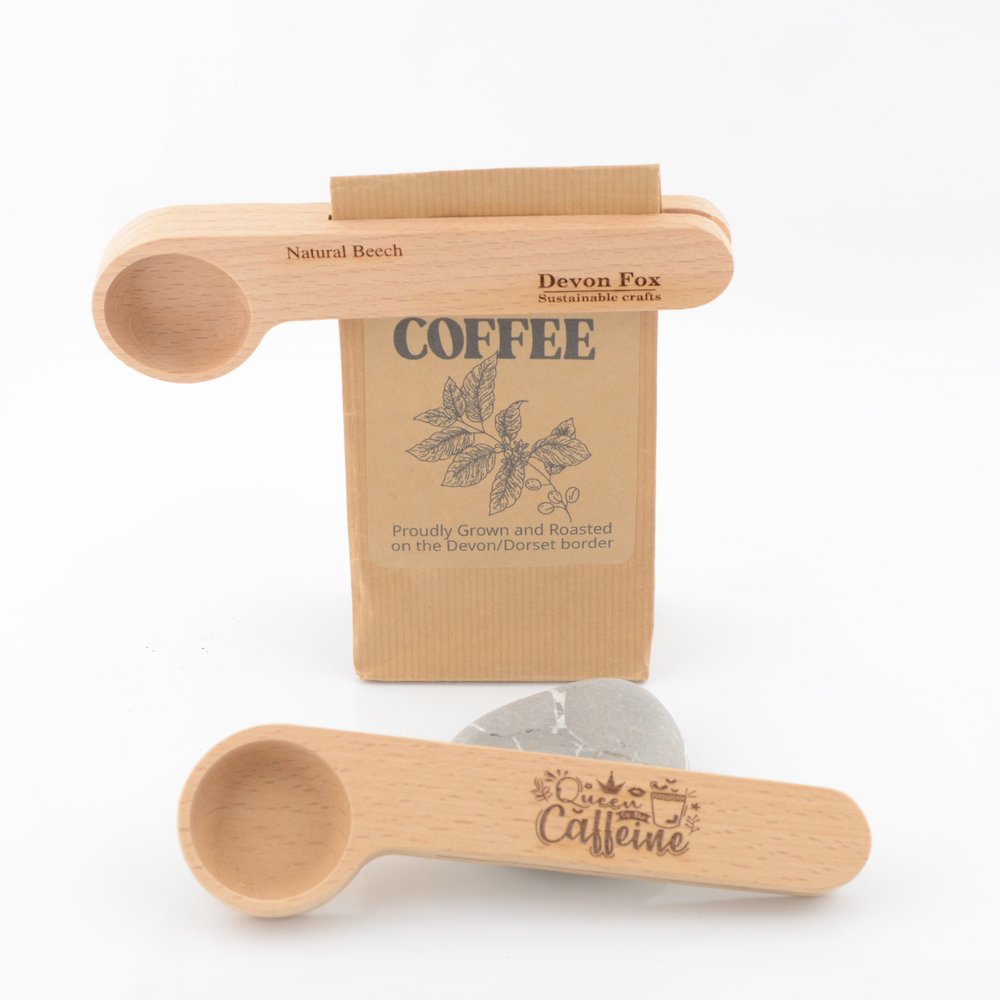 Wooden Coffee Scoop and Bag Sealer - Laser Engraved