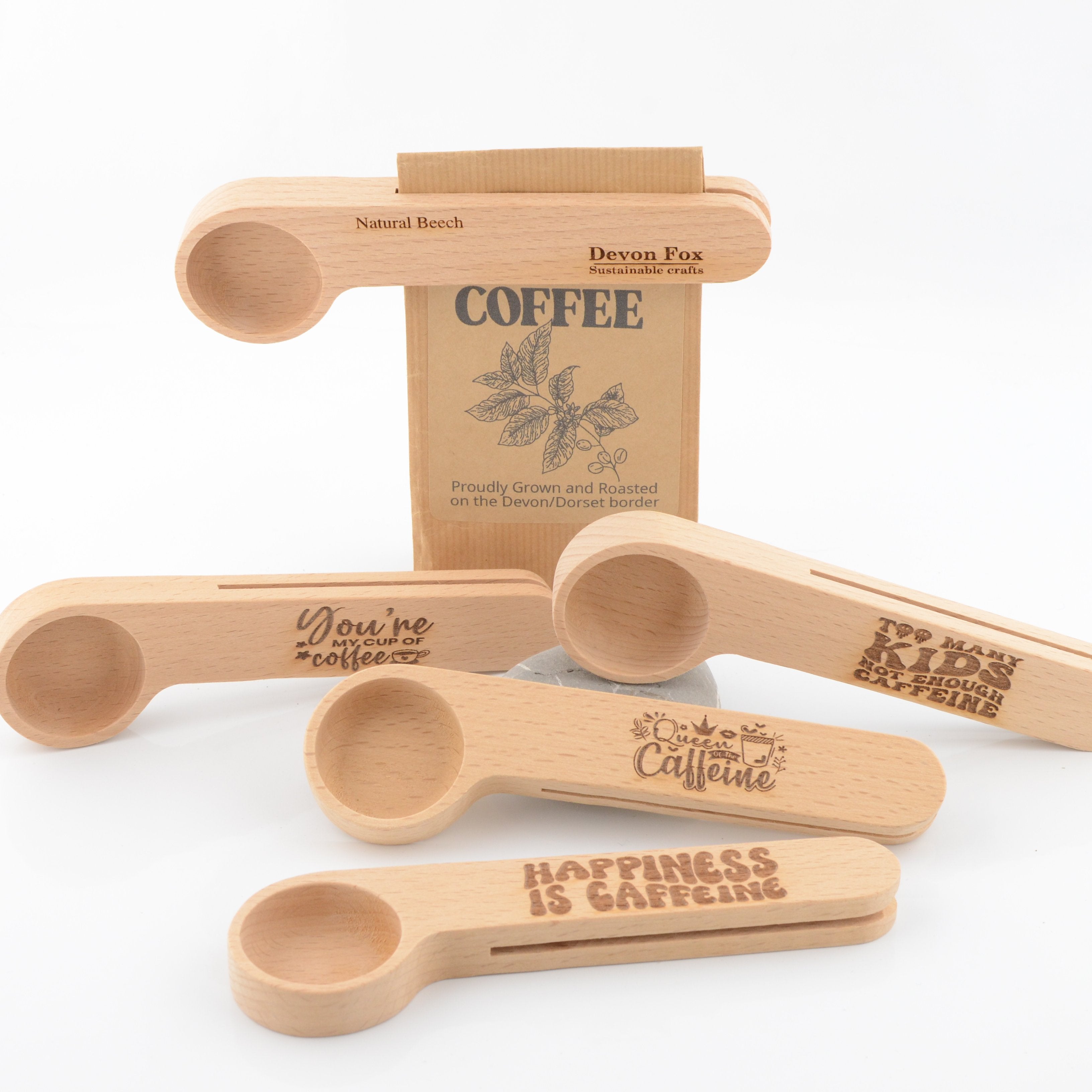 Wooden Coffee Scoop and Bag Sealer - Laser Engraved