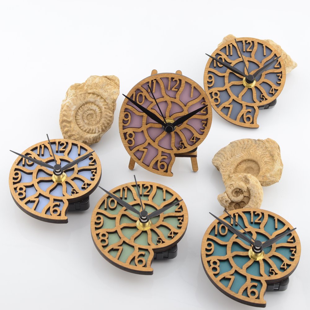 Desk/Shelf Top Ammonite Clock