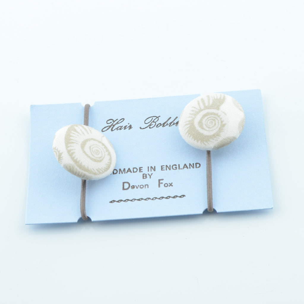 Ammonite & Dinosaur Covered Button Hair Bobbles