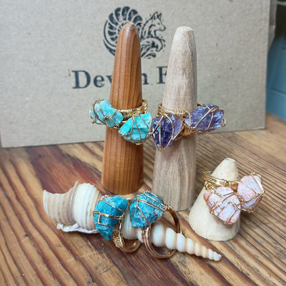 Adjustable Rough Freeform Natural Stone Ring