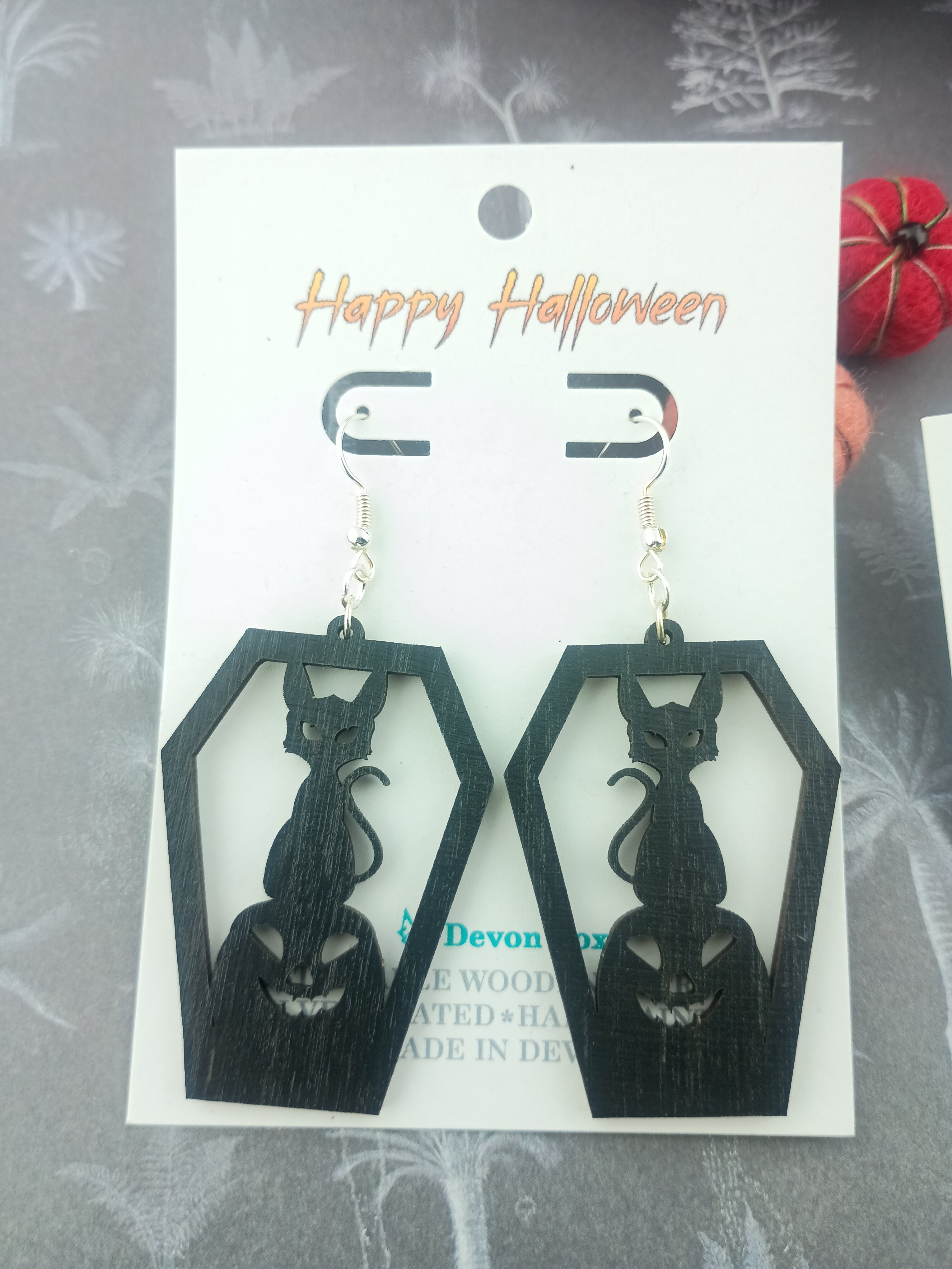 Cat and Pumpkin Drop Earring