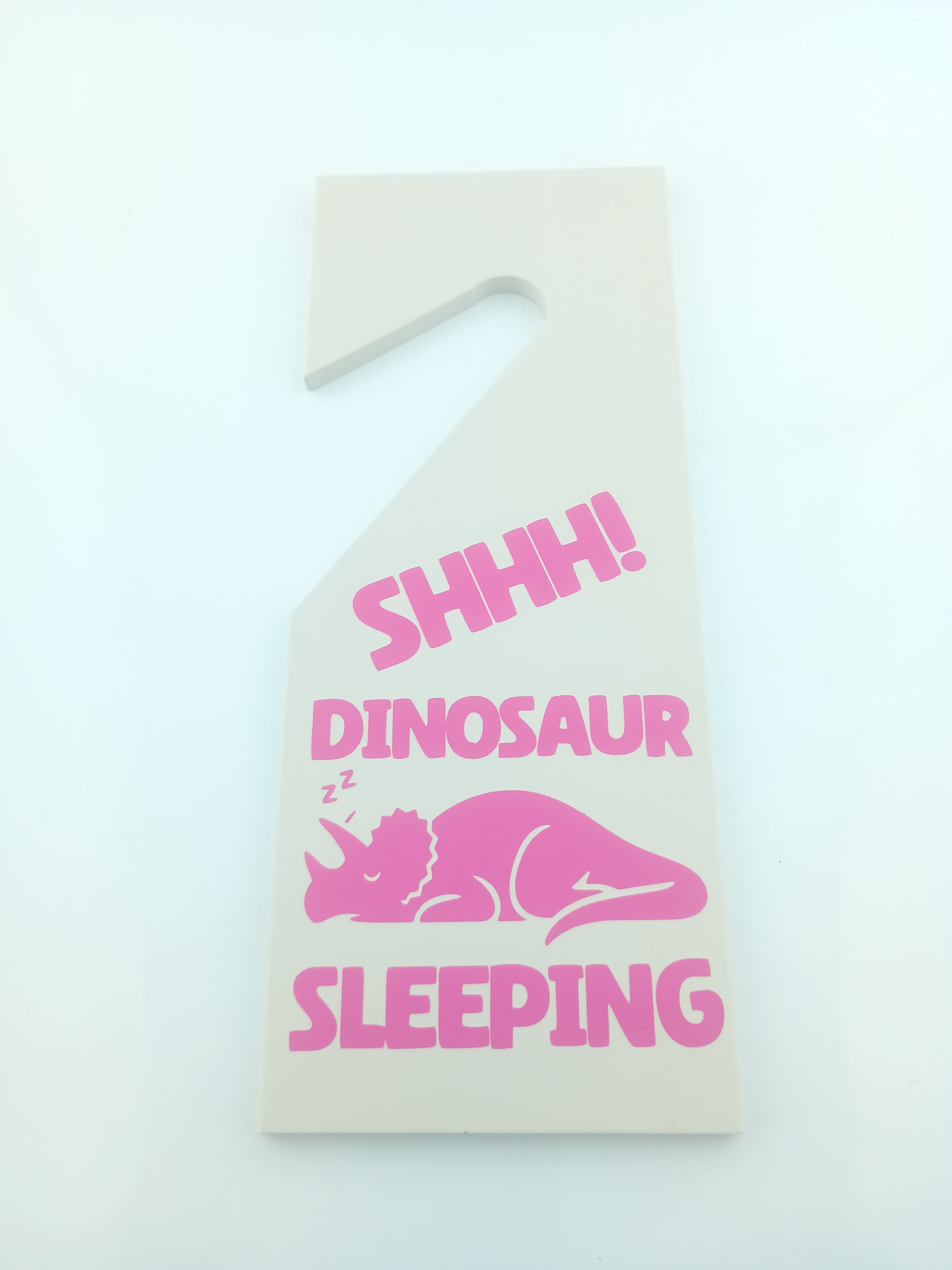 Upcycled Sleep/Awake Dinosaur Door Hanger