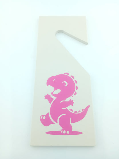 Upcycled Sleep/Awake Dinosaur Door Hanger