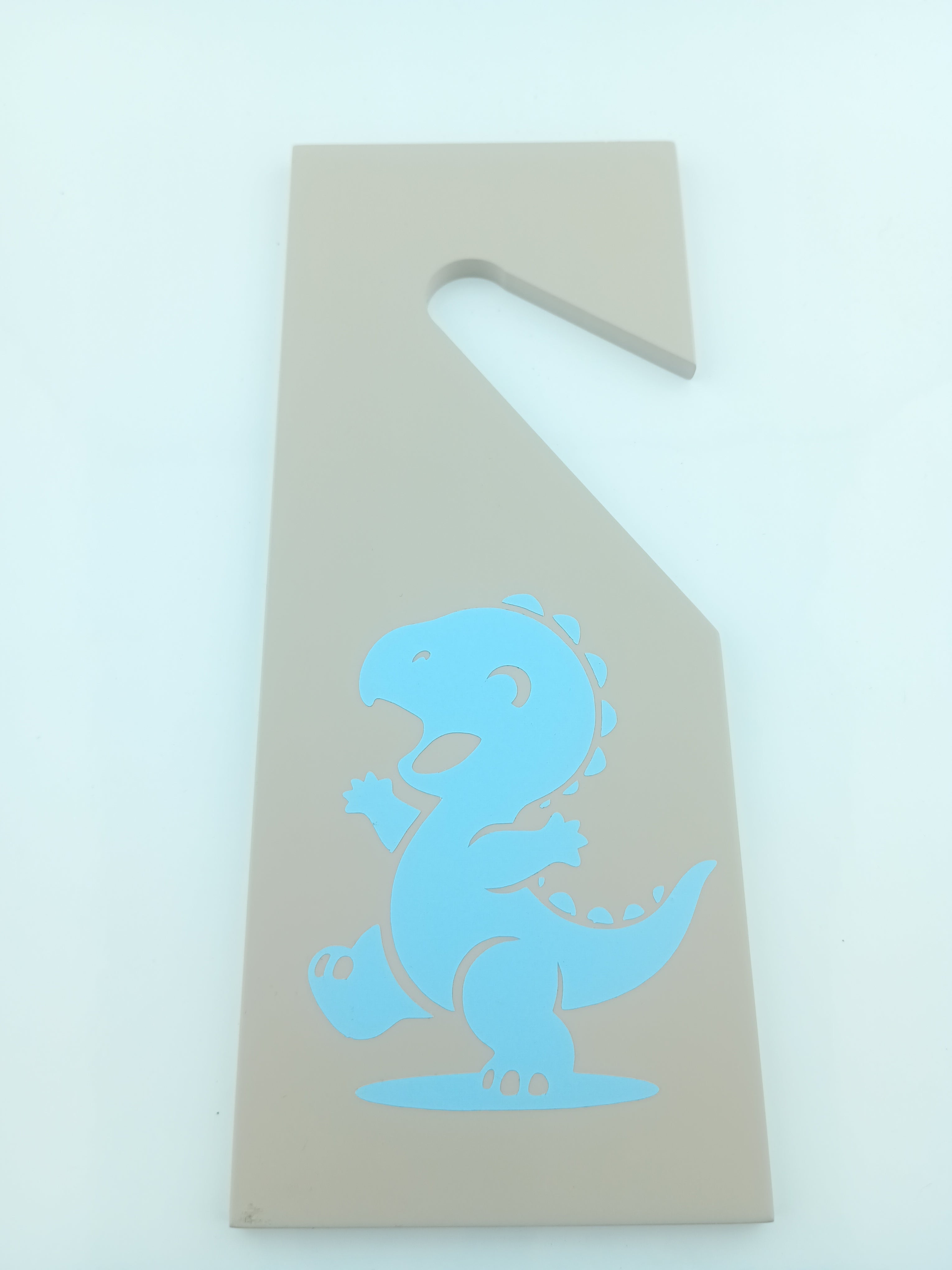 Upcycled Sleep/Awake Dinosaur Door Hanger