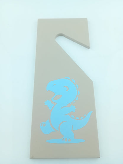 Upcycled Sleep/Awake Dinosaur Door Hanger