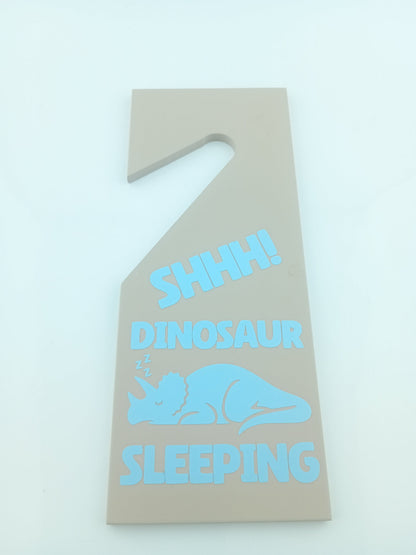 Upcycled Sleep/Awake Dinosaur Door Hanger
