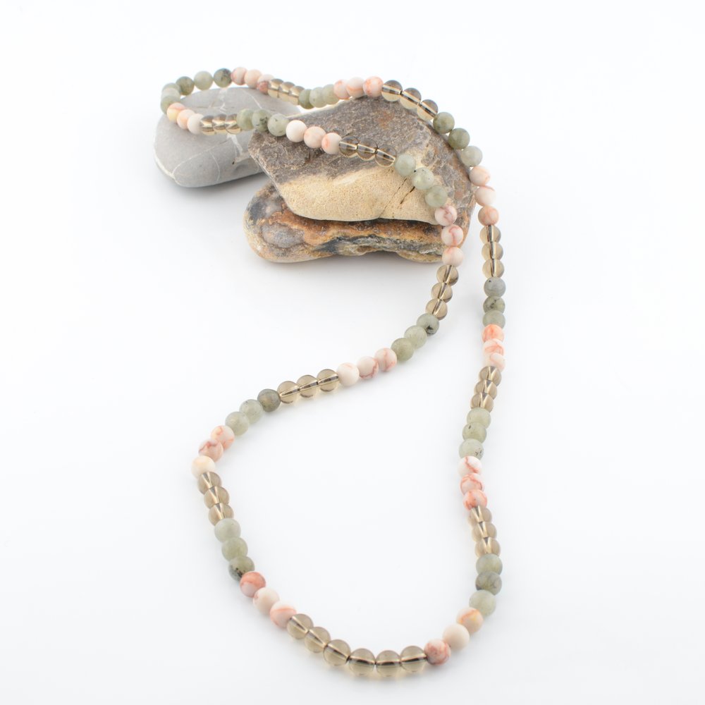 Labradorite, Smokey Quartz Beaded Necklace