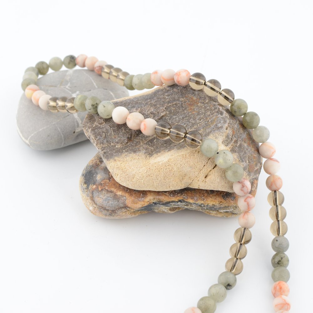Labradorite, Smokey Quartz Beaded Necklace
