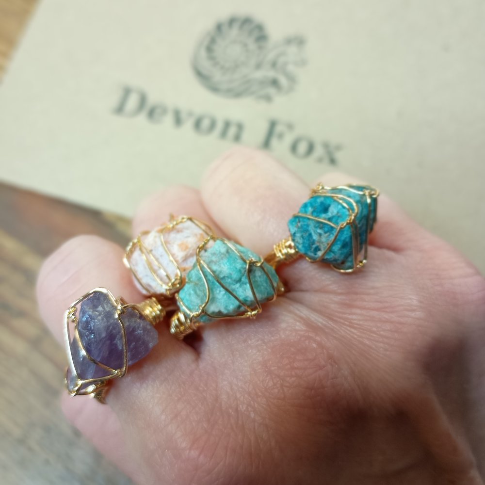 Adjustable Rough Freeform Natural Stone Ring