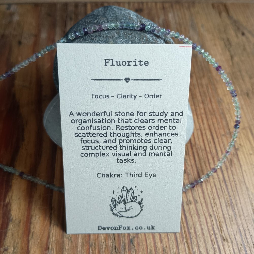 2mm Natural Stone Faceted Beaded Necklace with Sterling Silver Extender Chain