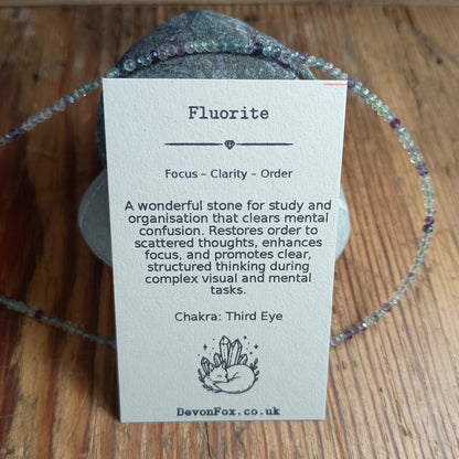 2mm Natural Stone Faceted Beaded Necklace with Sterling Silver Extender Chain