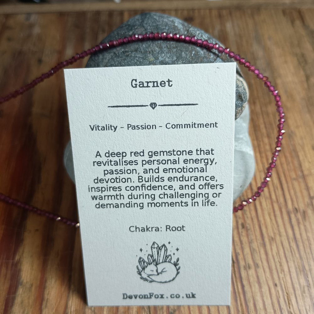 2mm Natural Stone Faceted Beaded Necklace with Sterling Silver Extender Chain