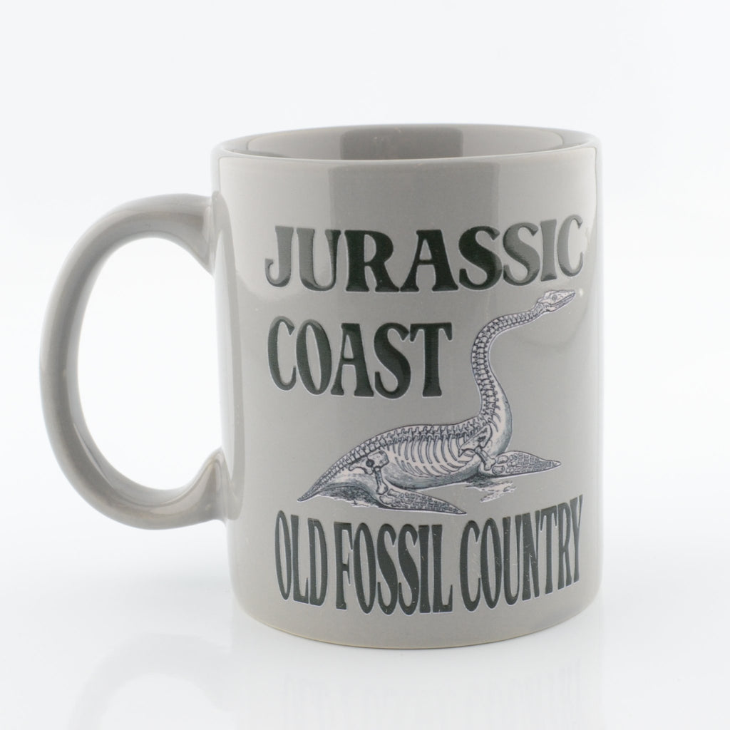 Old Fossil Country Mug - Jurassic Coast Plesiosaur Charcoal Design