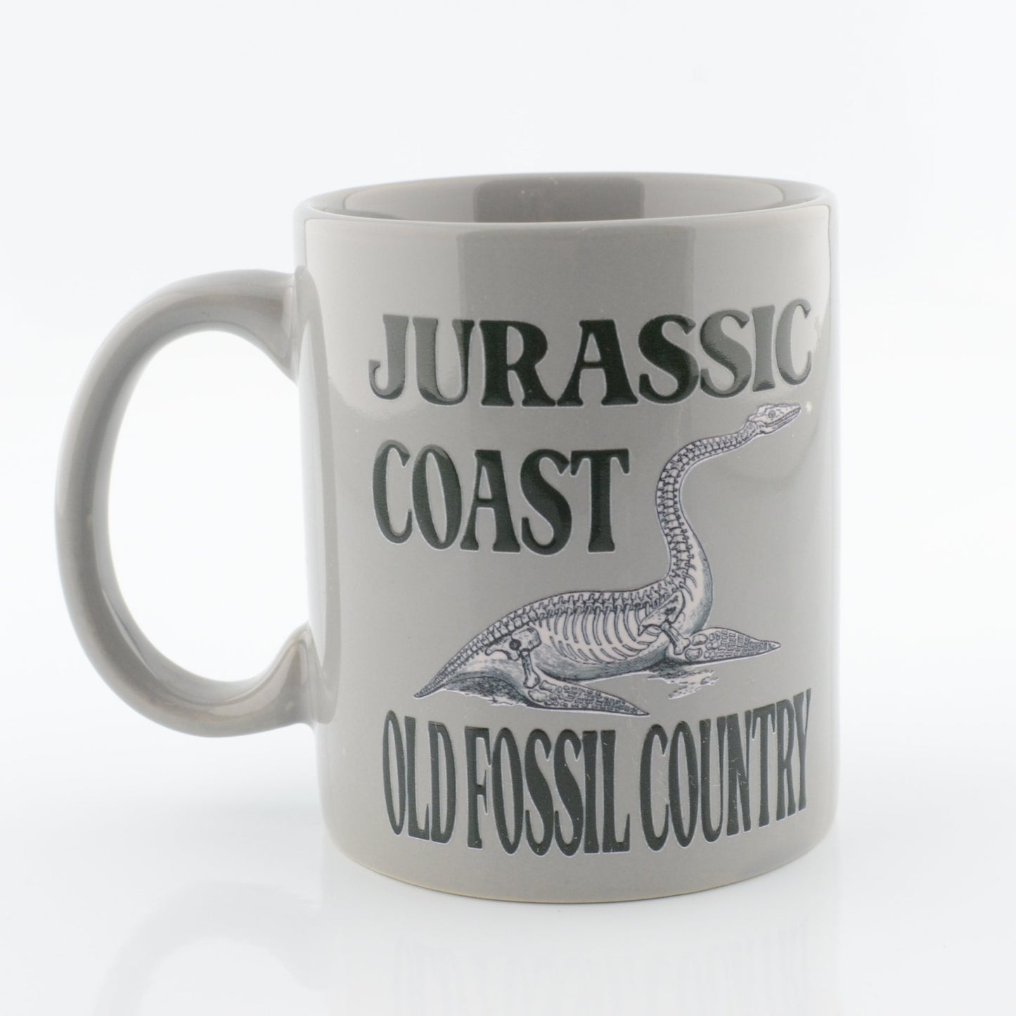 Old Fossil Country Mug - Jurassic Coast Plesiosaur Charcoal Design