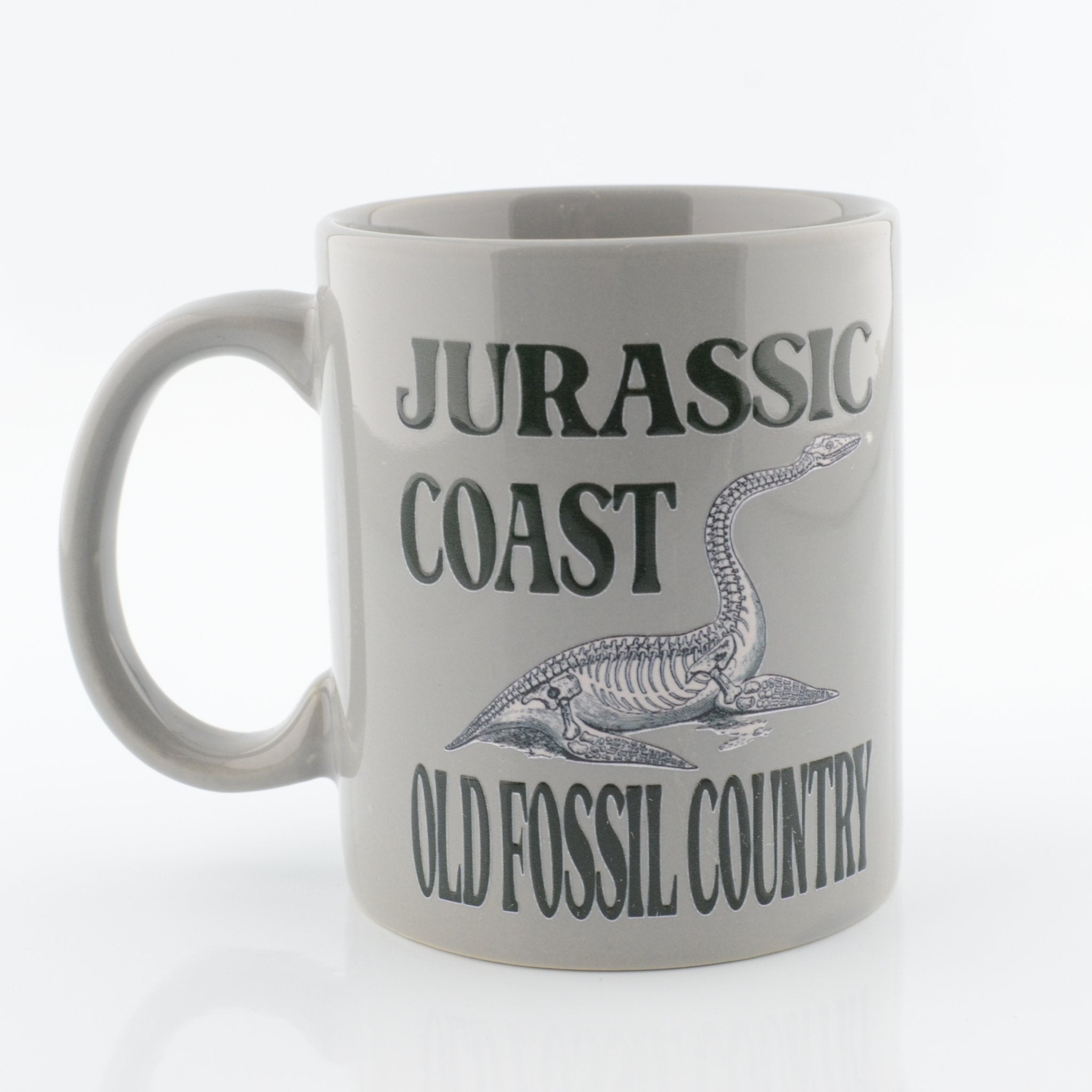 Old Fossil Country Mug - Jurassic Coast Plesiosaur Charcoal Design