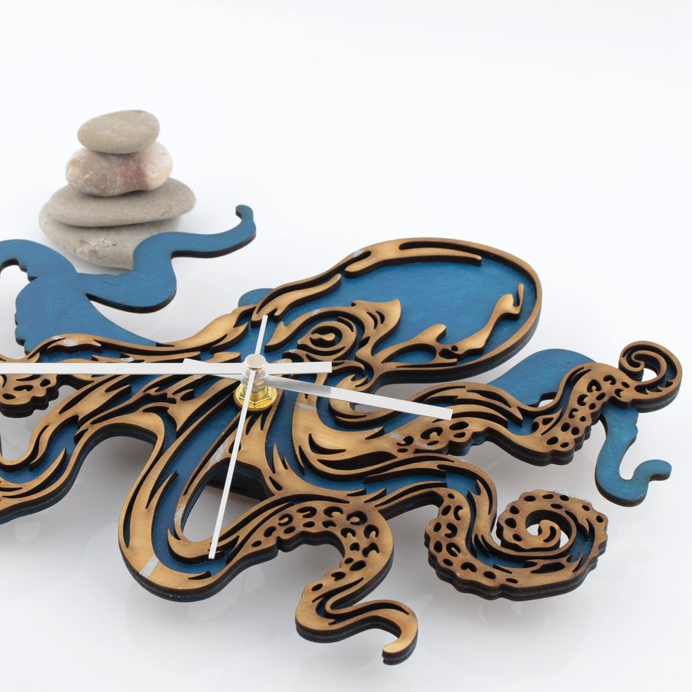 Wooden Octopus Clock