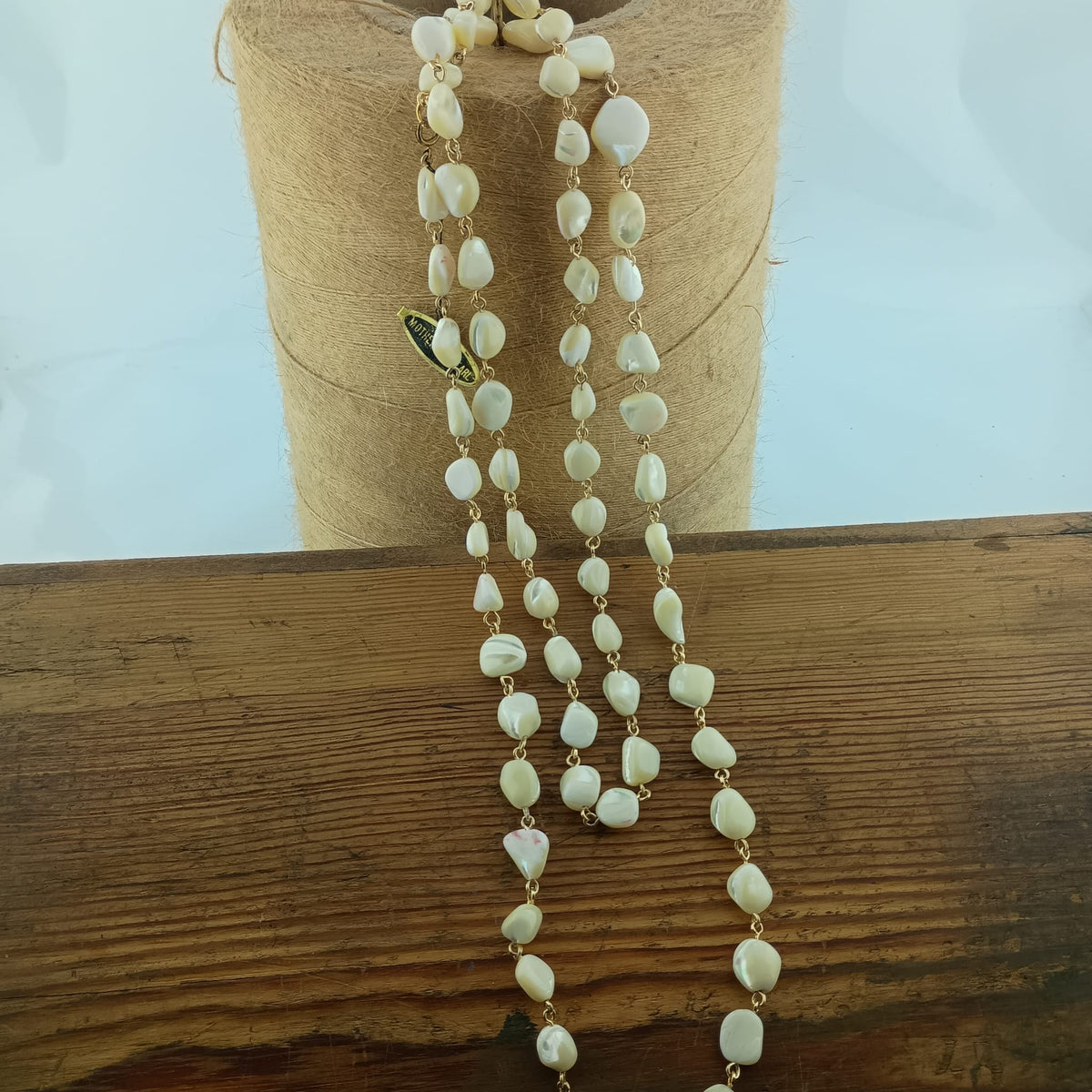 Vintage 1960s Golden Nacre Opera Rope – 48” Unworn, New Old Stock