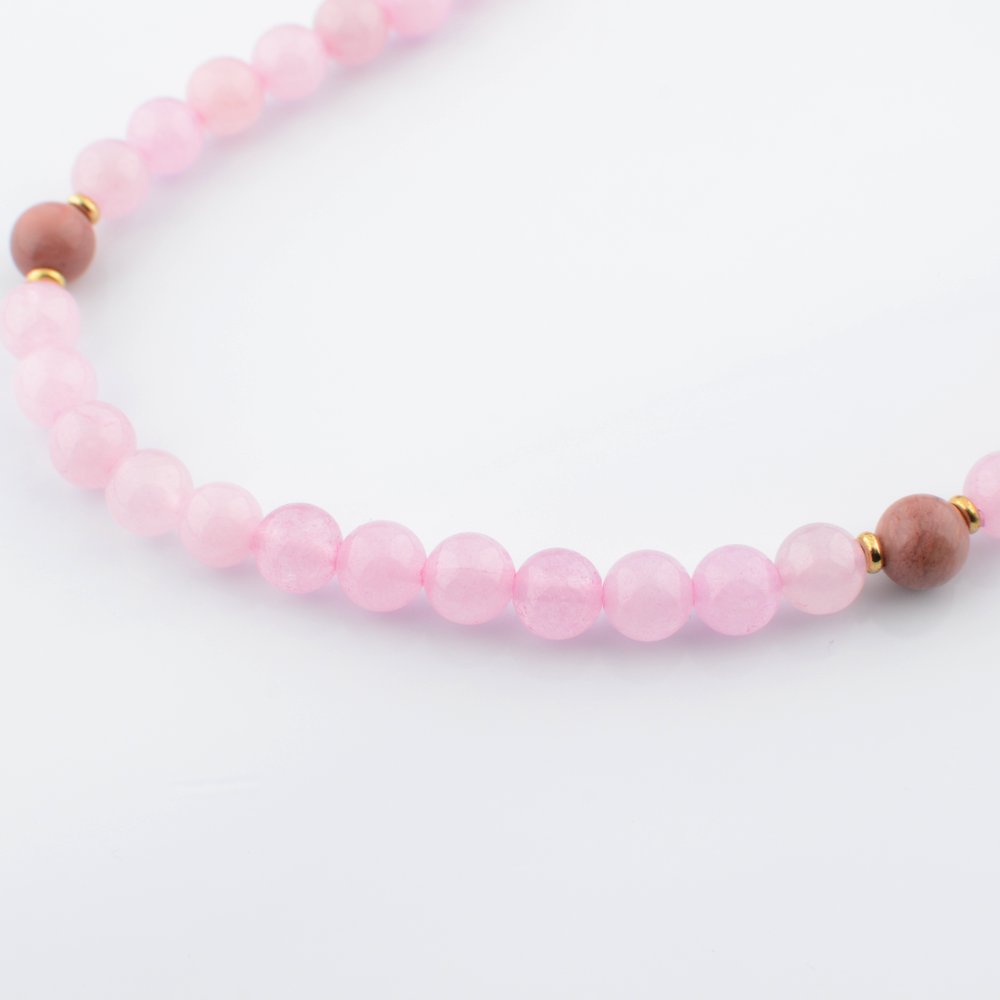 Rose Quartz & Rhodonite Beaded Necklace