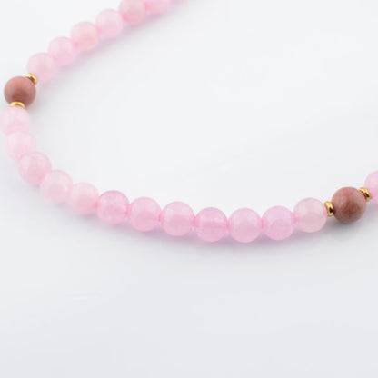 Rose Quartz & Rhodonite Beaded Necklace