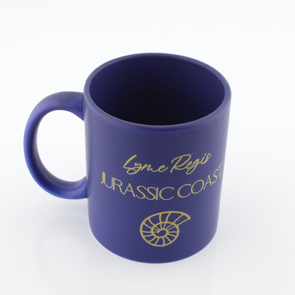 Lyme Regis Jurassic Coast Mug - Royal Blue with Gold Lettering