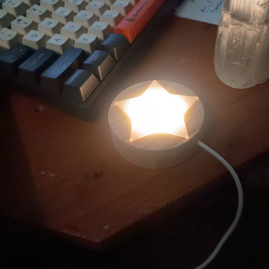 Wooden USB Star Diffuser Light – Warm White – 6cm Base