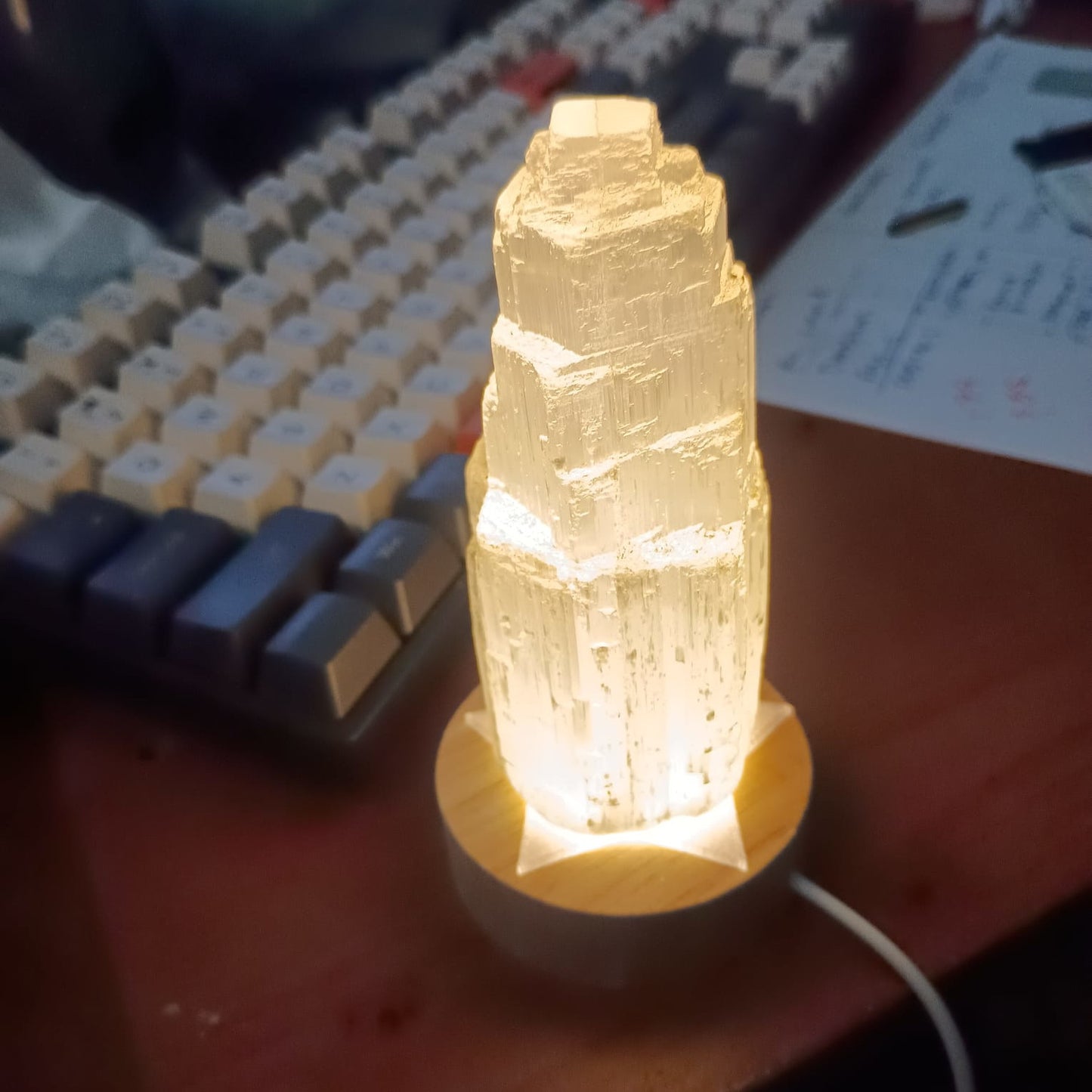 Wooden USB Star Diffuser Light – Warm White – 6cm Base