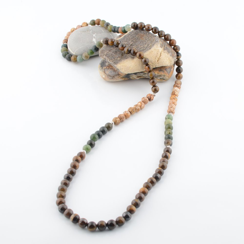 Tigers Eye and Indian Agate Beaded Necklace