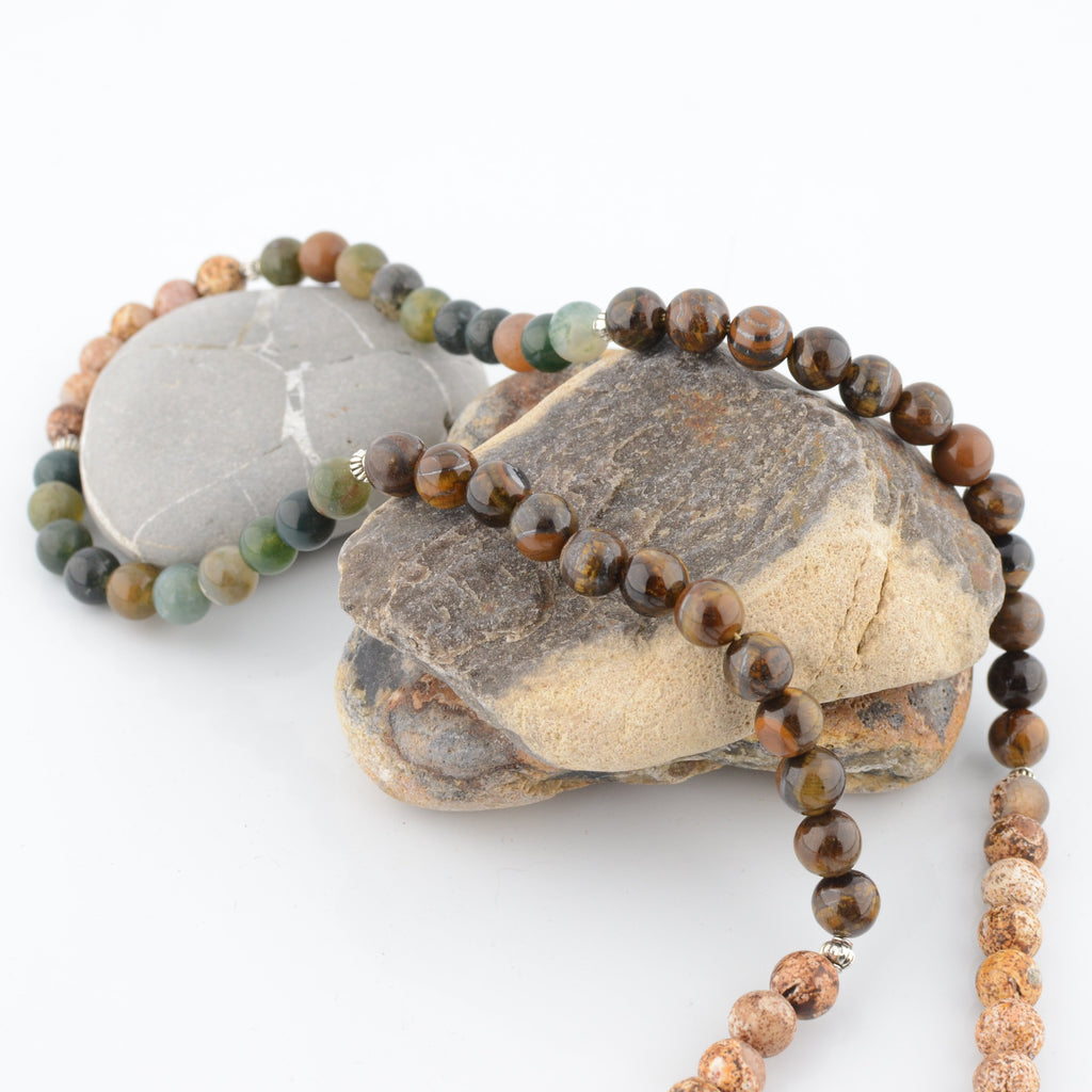 Tigers Eye and Indian Agate Beaded Necklace