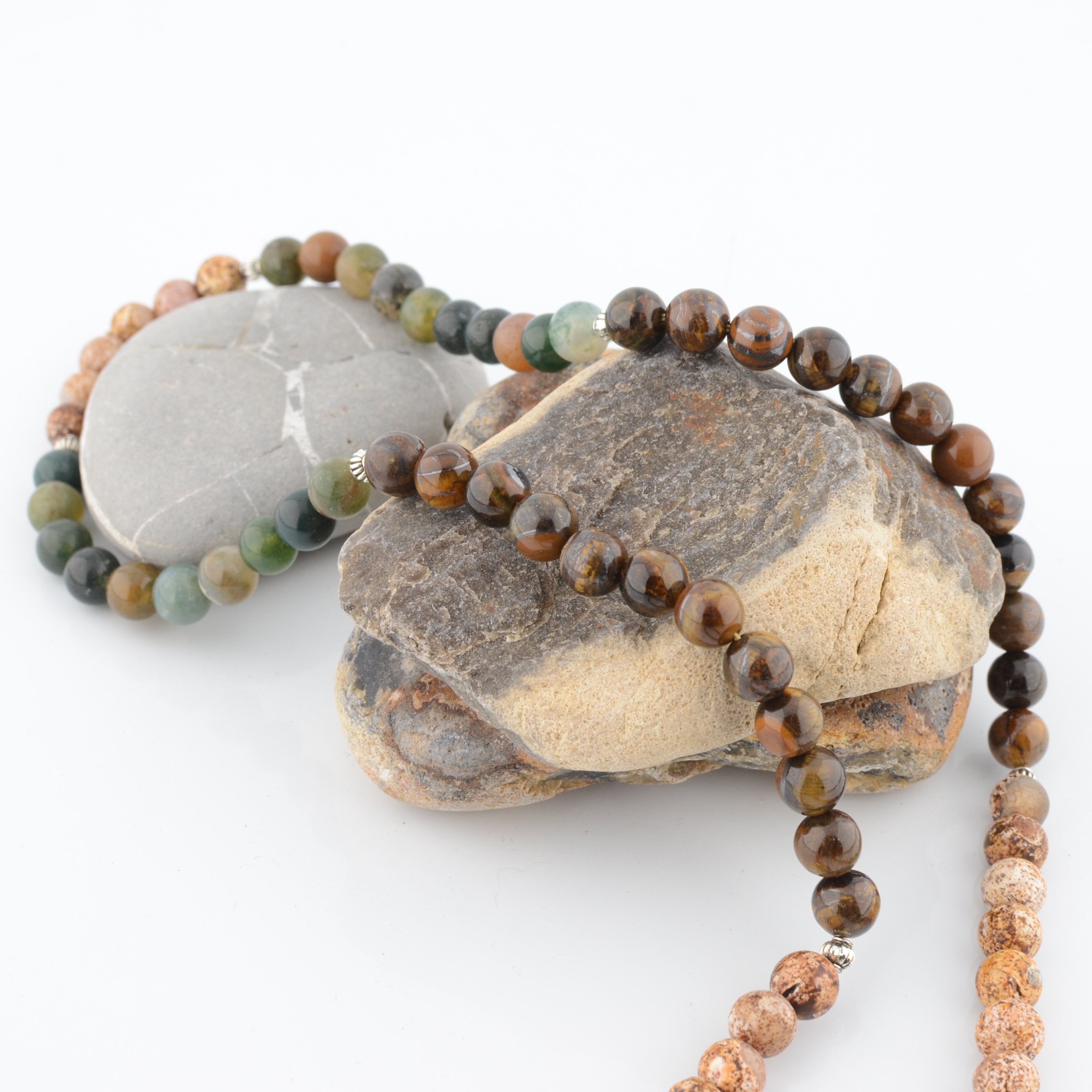 Tigers Eye and Indian Agate Beaded Necklace