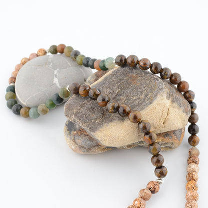 Tigers Eye and Indian Agate Beaded Necklace
