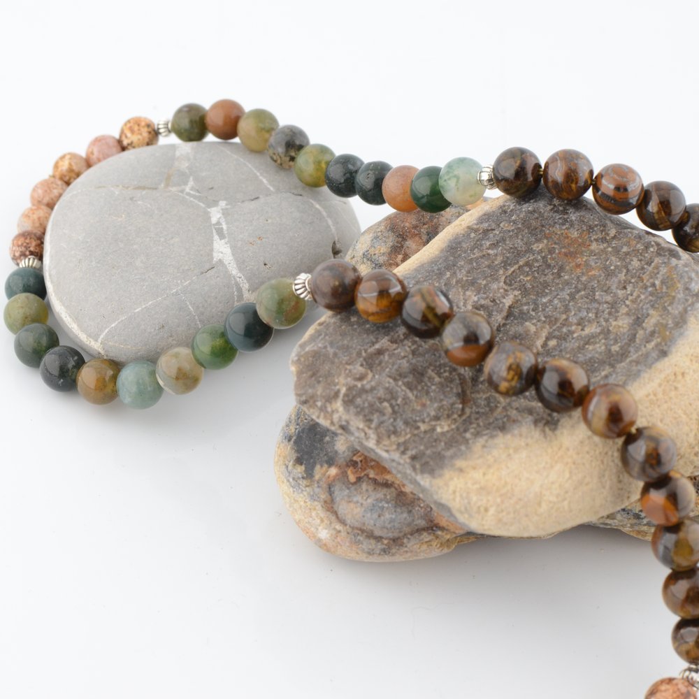 Tigers Eye and Indian Agate Beaded Necklace