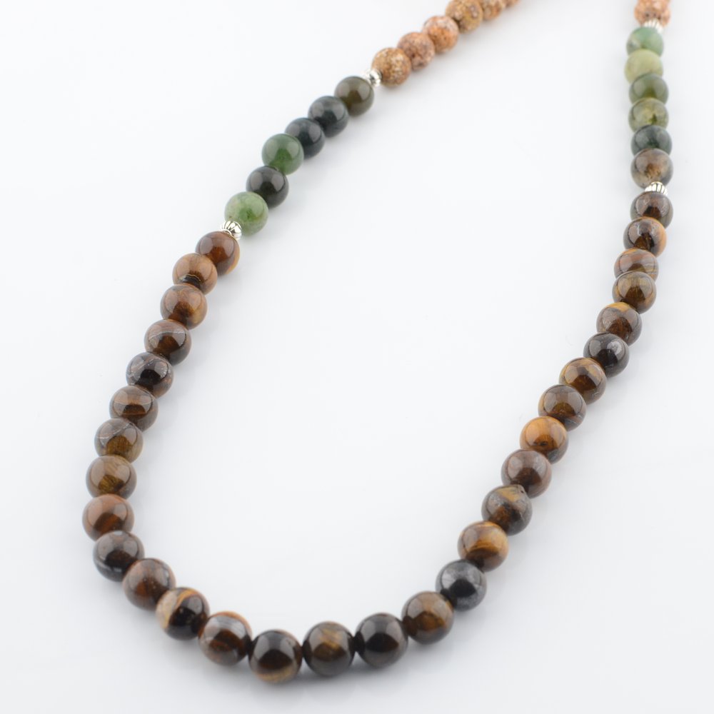 Tigers Eye and Indian Agate Beaded Necklace