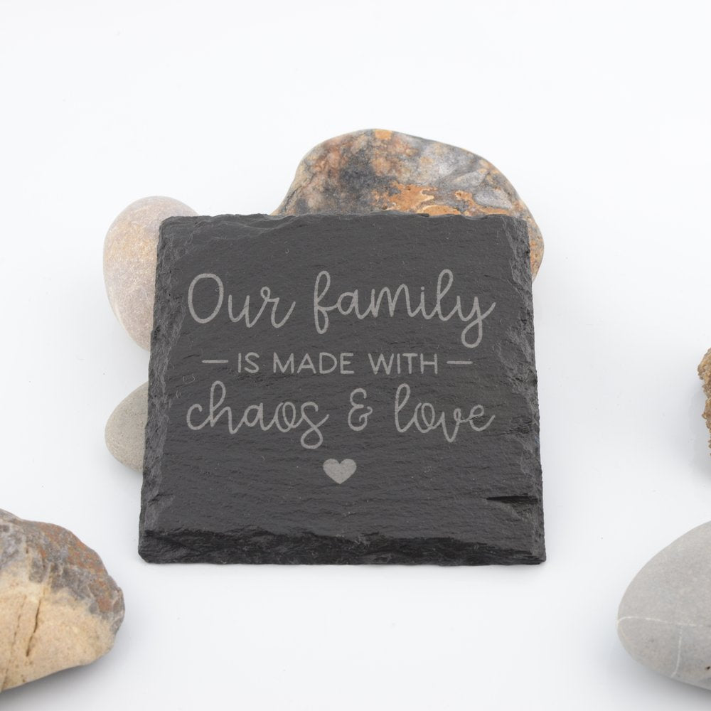 Love and Home Slogan Slate Coaster
