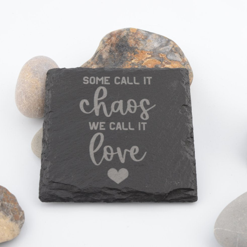 Love and Home Slogan Slate Coaster