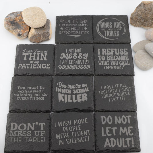 Cheeky Slogan Slate Coasters