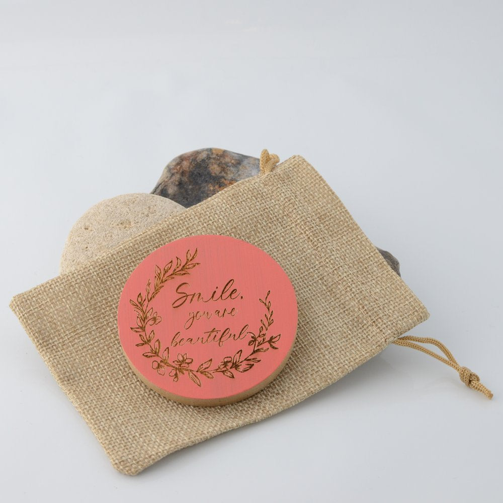 Bamboo Pocket Mirror - Smile you are beautiful