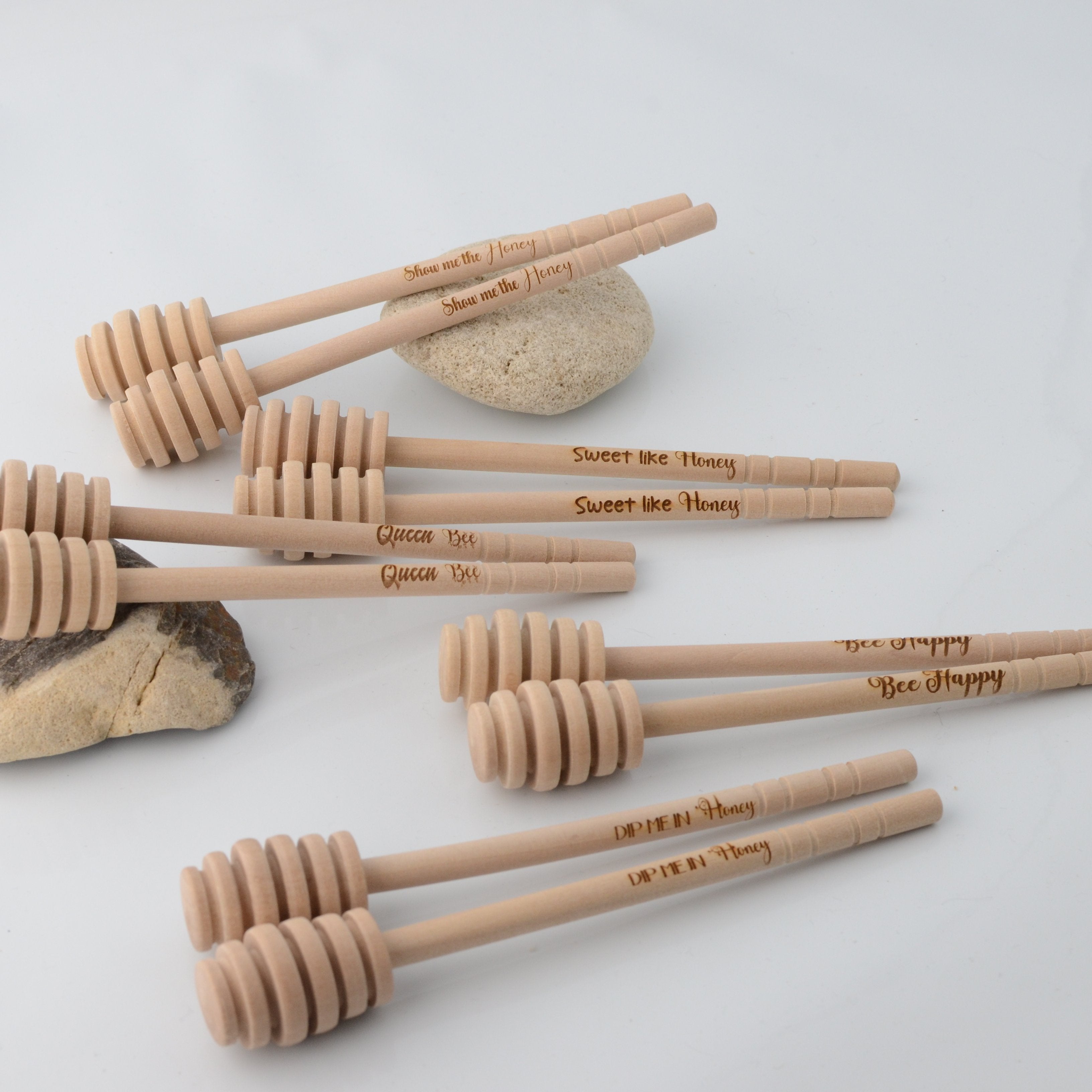 Engraved Wooden Honey Dipper