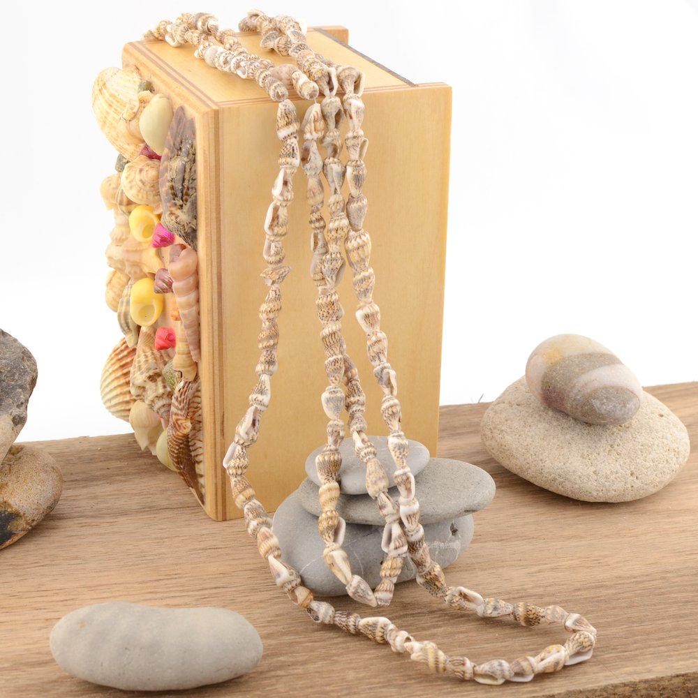 Vintage Seashell Necklace Extra long 56 inches - Archive Find