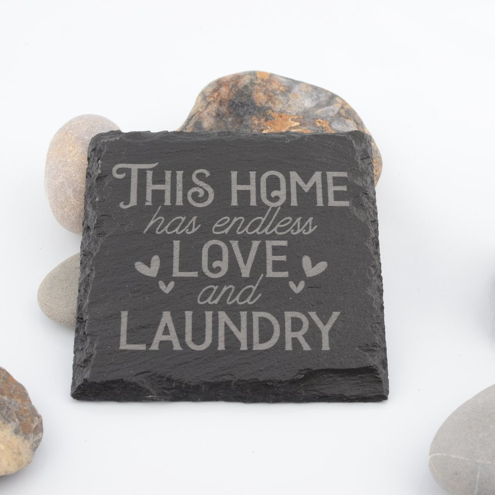 Love and Home Slogan Slate Coaster