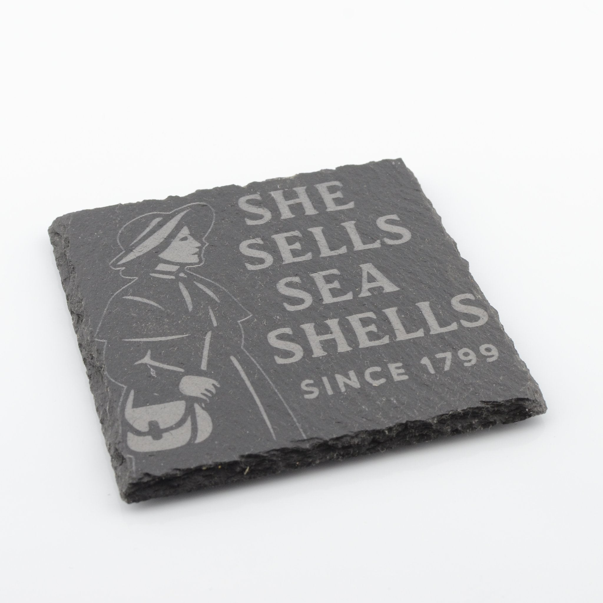 Mary Anning Slate Coaster - She Sells Sea Shells Since 1799