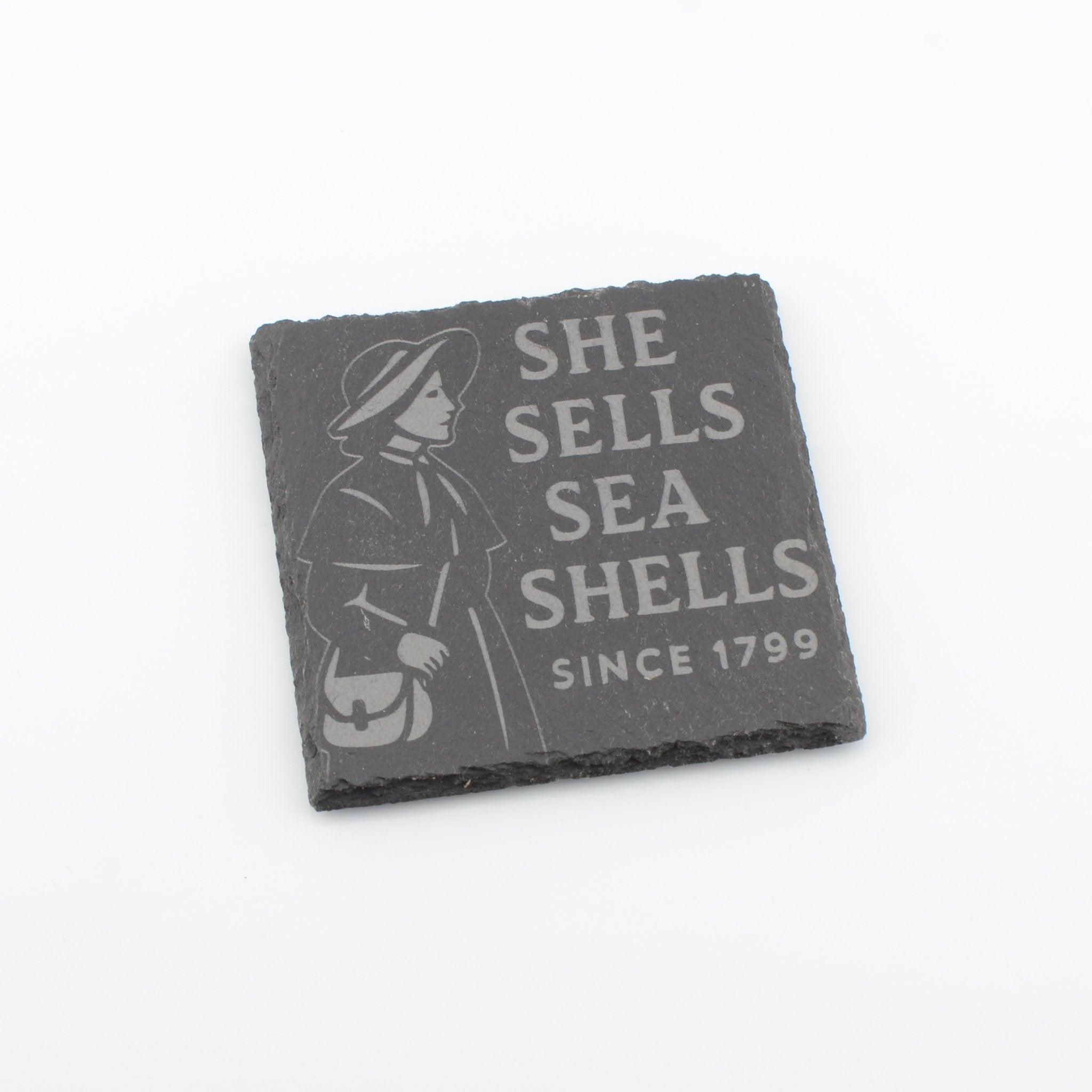 Mary Anning Slate Coaster - She Sells Sea Shells Since 1799