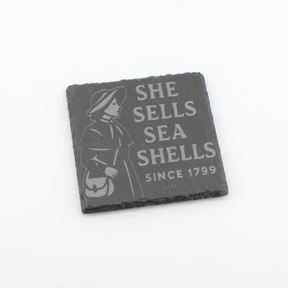 Mary Anning Slate Coaster - She Sells Sea Shells Since 1799